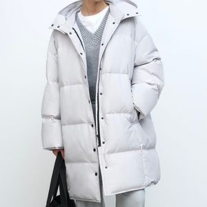 New with Tags | Light Grey Oversized Puffer Jacket | Super Warm
